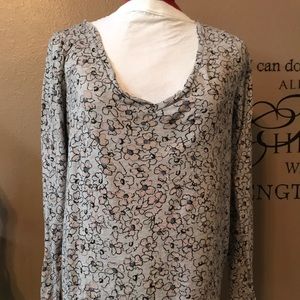 BONGO Gray Long Sleeve Floral Top